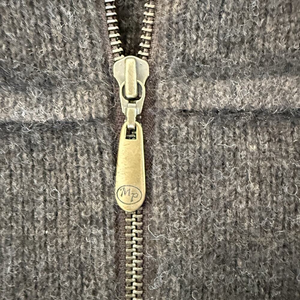 New Zealand Merino Wool Possum Brown Zip Jacket Sweater Large Weft Ind. Vintage - Picture 14 of 15
